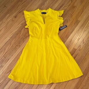 New York & Company golden Yellow Ruffle Sleeve Mini Dress
